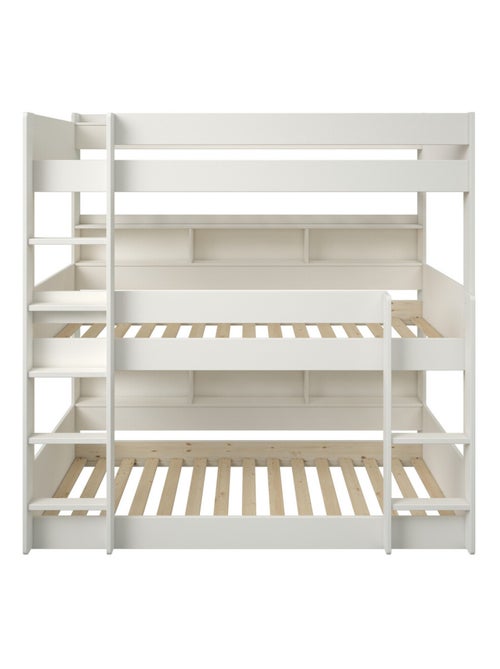 Lit superposé triple avec rangements pin massif  EDOUARD - Kiabi