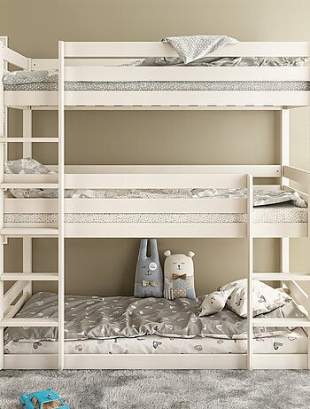 Lit superposé triple en bois massif ISIDORE