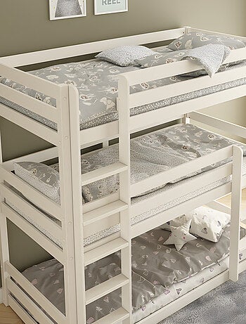 Lit superposé triple en bois massif ISIDORE