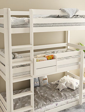 Lit superposé triple en bois massif ISIDORE