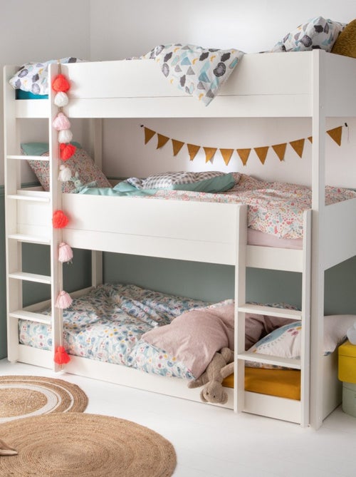 Lit superposé triple et matelas pin massif  LEOPOLD - Kiabi