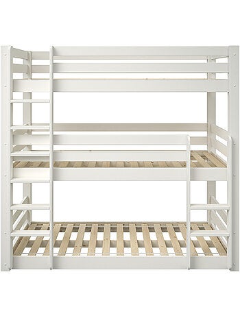 Lit superposé triple extra-solide en bois massif HERCULE
