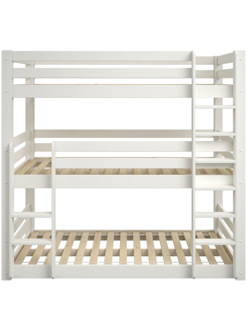 Lit superposé triple extra-solide en bois massif HERCULE Blanc - Kiabi