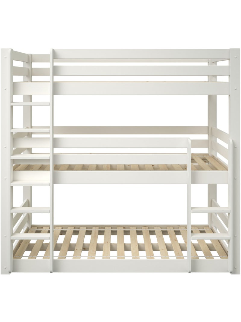 Lit superposé triple extra-solide en bois massif HERCULE Blanc - Kiabi