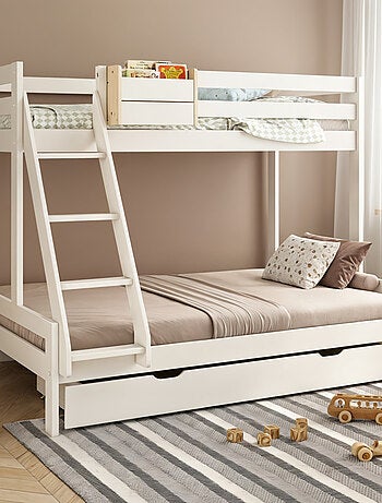 Lit superposé trois places en bois massif ISIDORE