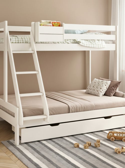 Lit superposé trois places en bois massif ISIDORE - Kiabi