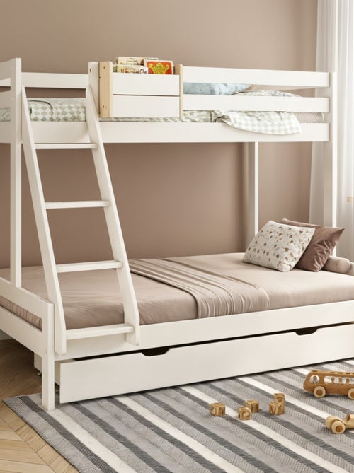 Lit superposé trois places en bois massif ISIDORE - Kiabi