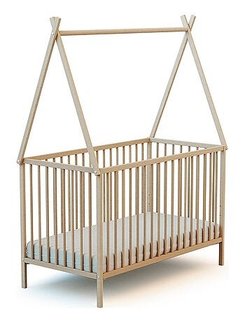 Lit tipi en bois avec toit 60 x 120 cm