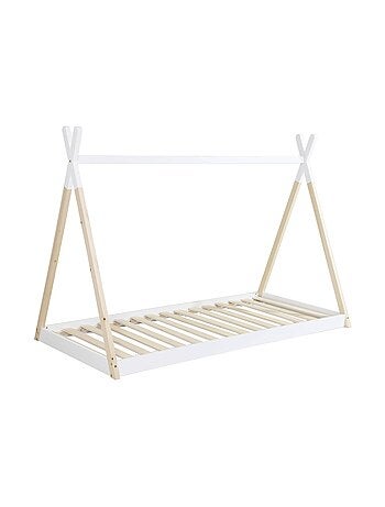 Lit tipi enfant 90 x 190cm bois de pin sommier à lattes inclus Tobias
