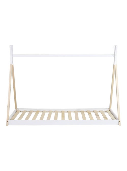 Lit tipi enfant 90 x 190cm bois de pin sommier à lattes inclus Tobias - Kiabi