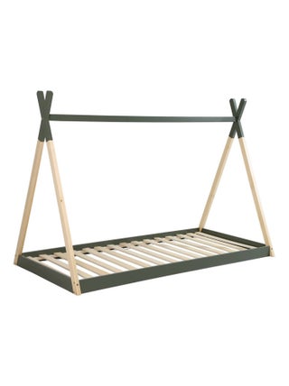 Lit tipi enfant 90 x 190cm bois de pin sommier à lattes inclus Tobias