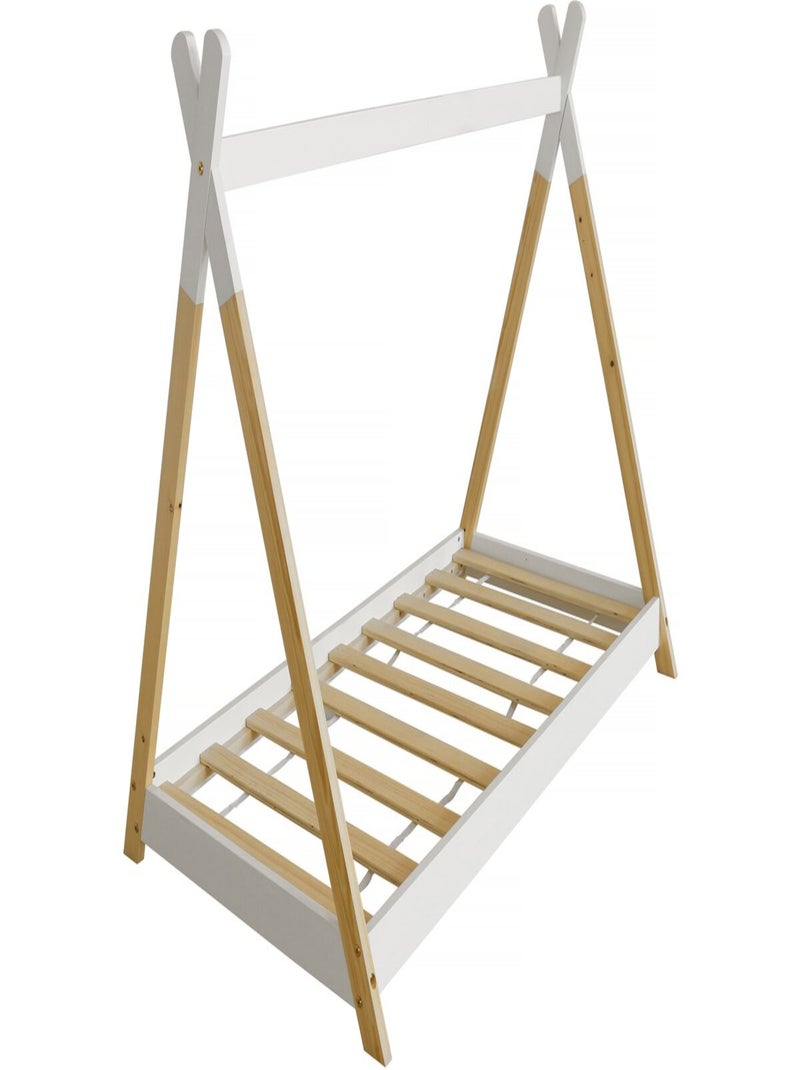 Lit Tipi "Melissa" 70 x 140 cm - Blanc Blanc - Kiabi