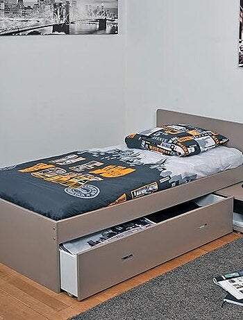 Lit tiroir avec chevet integré