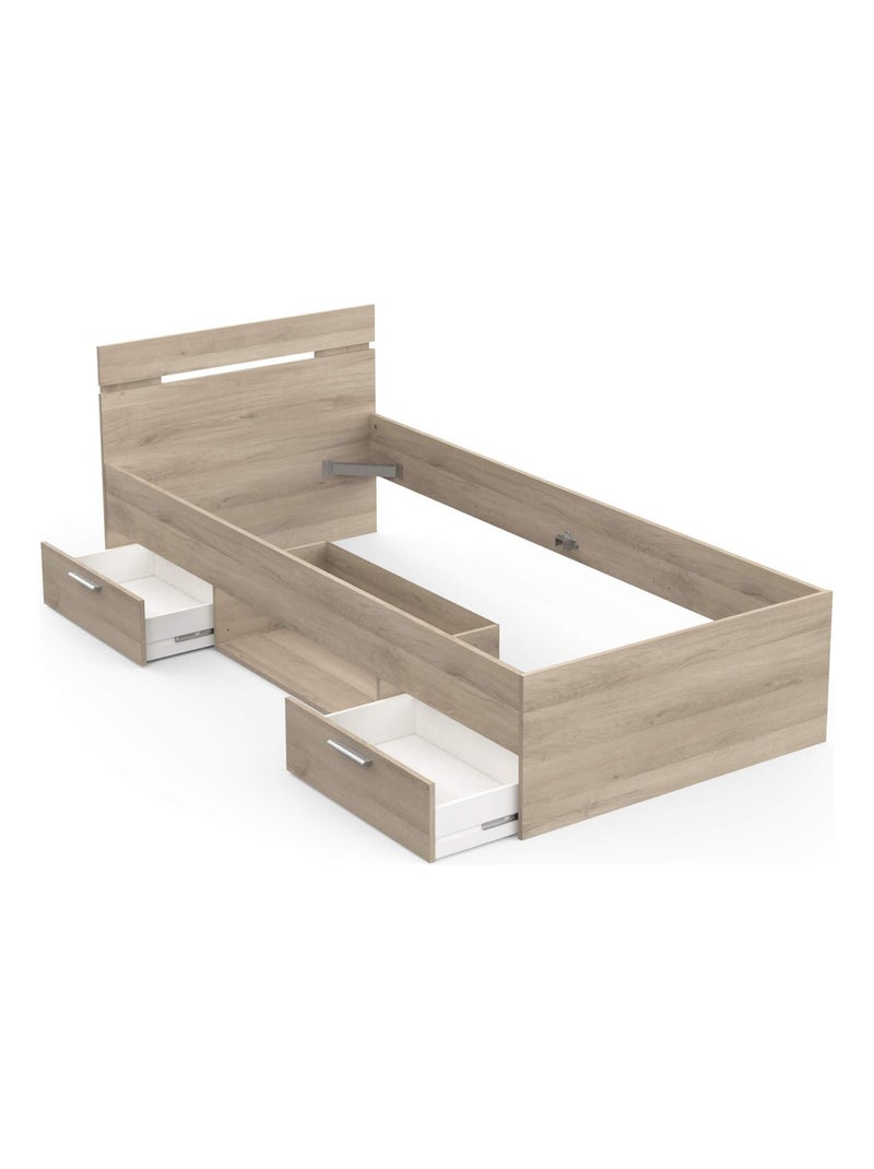 Lit tiroir avec niche de rangement Marron clair - Kiabi