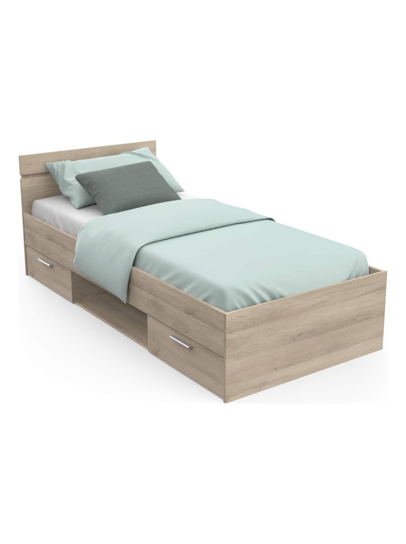 Lit tiroir avec niche de rangement Marron clair - Kiabi