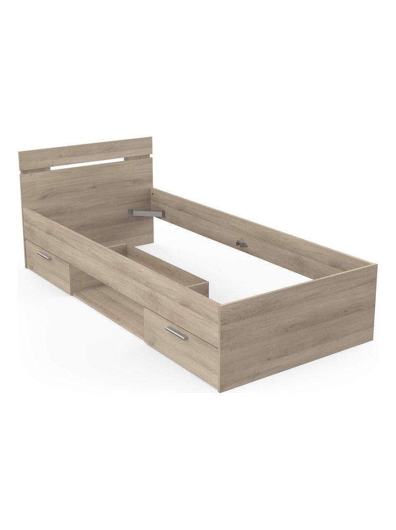 Lit tiroir avec niche de rangement Marron clair - Kiabi