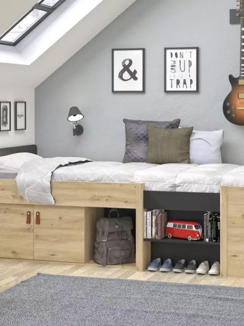 Lit tiroir avec niches de rangement - Kiabi