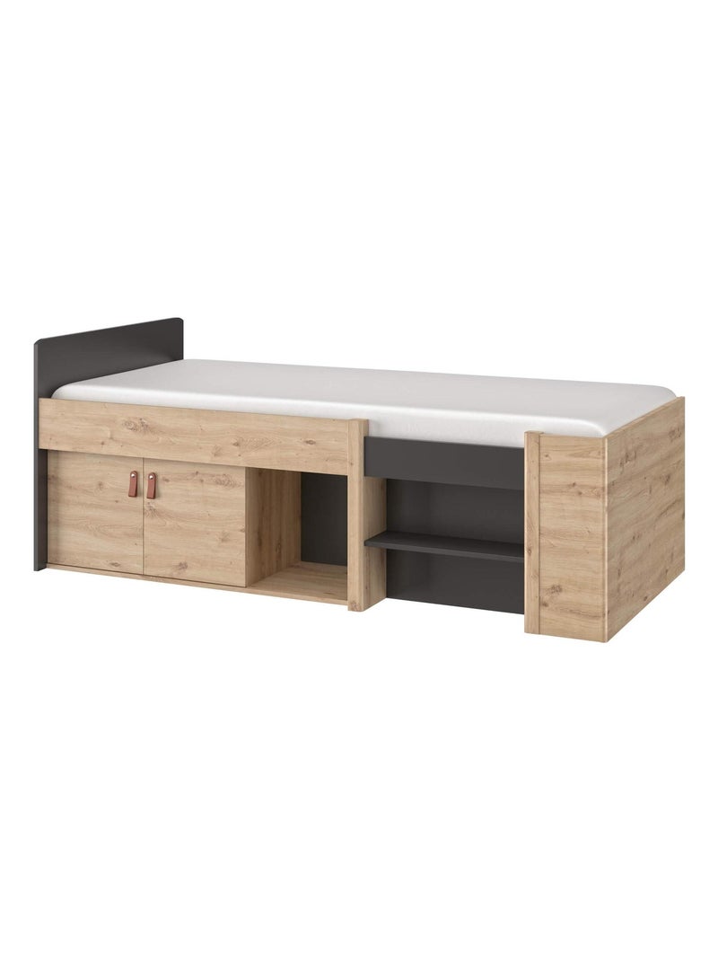 Lit tiroir avec niches de rangement Noir - Kiabi