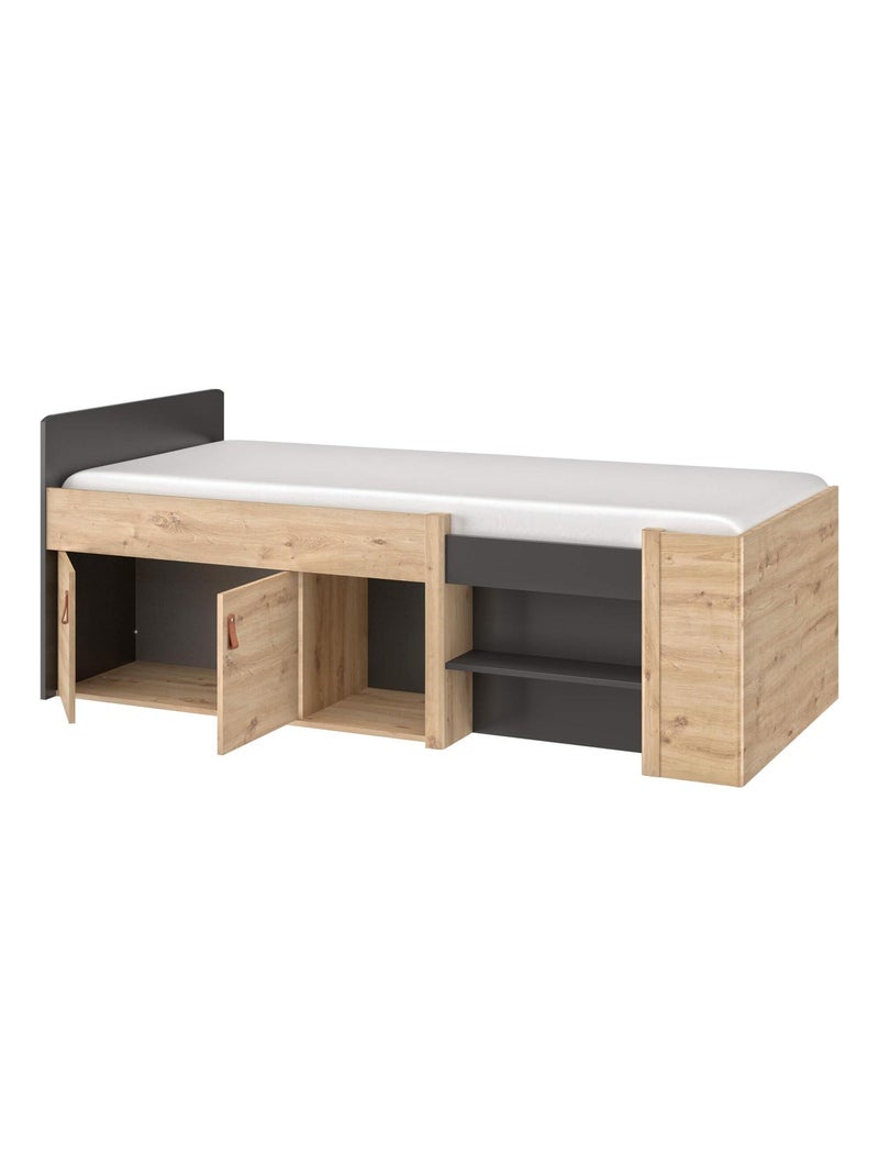 Lit tiroir avec niches de rangement Noir - Kiabi