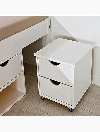 Lit tiroir en bois massif avec multiples rangements
