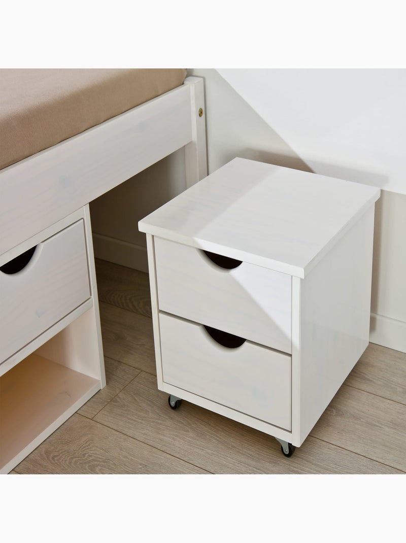 Lit tiroir en bois massif avec multiples rangements Blanc - Kiabi
