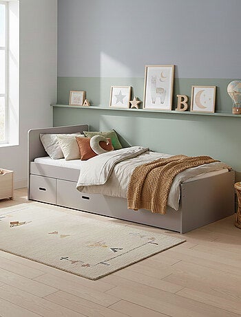 Lit tiroir enfant bois avec chevet