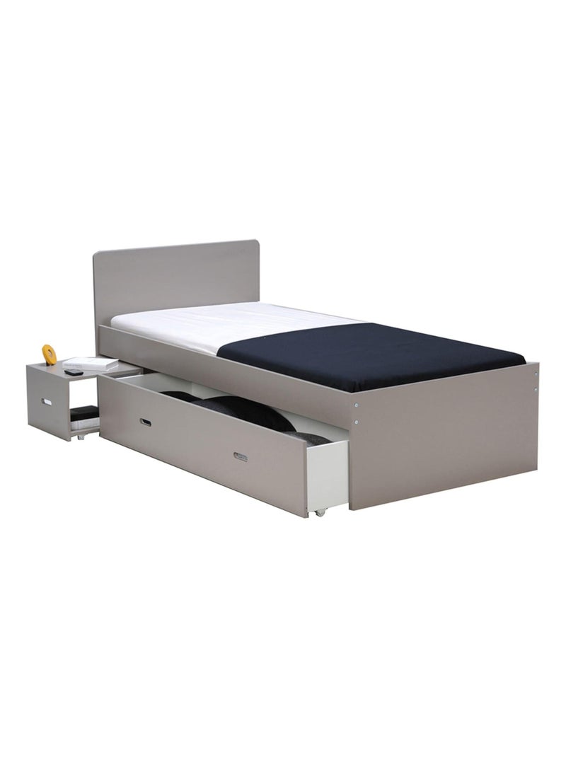 Lit tiroir enfant bois avec chevet Gris - Kiabi