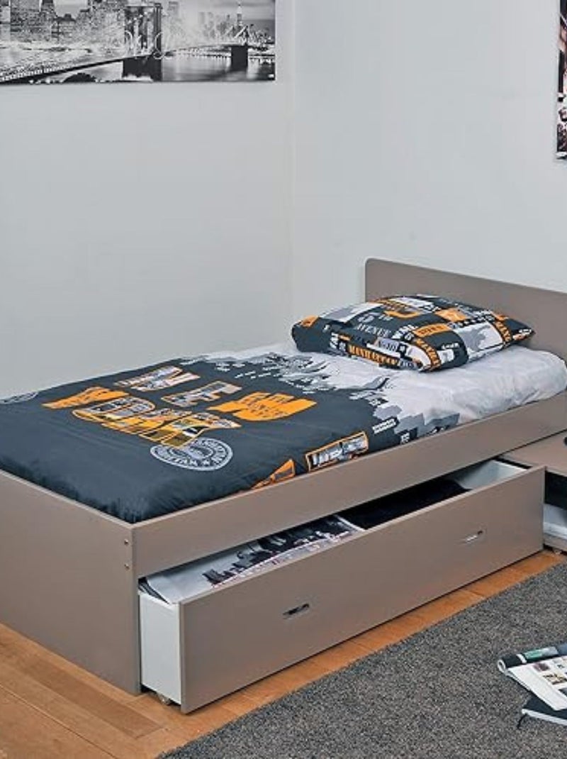 Lit tiroir enfant bois avec chevet Gris - Kiabi