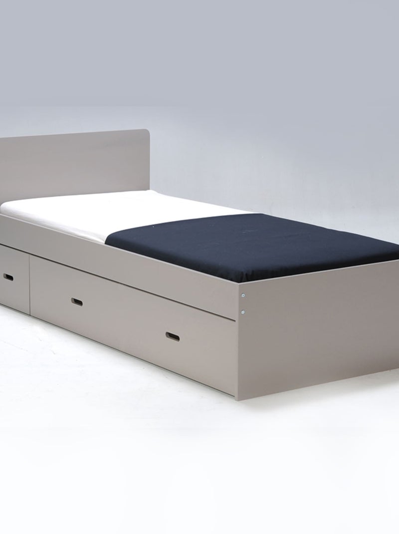 Lit tiroir enfant bois avec chevet Gris - Kiabi