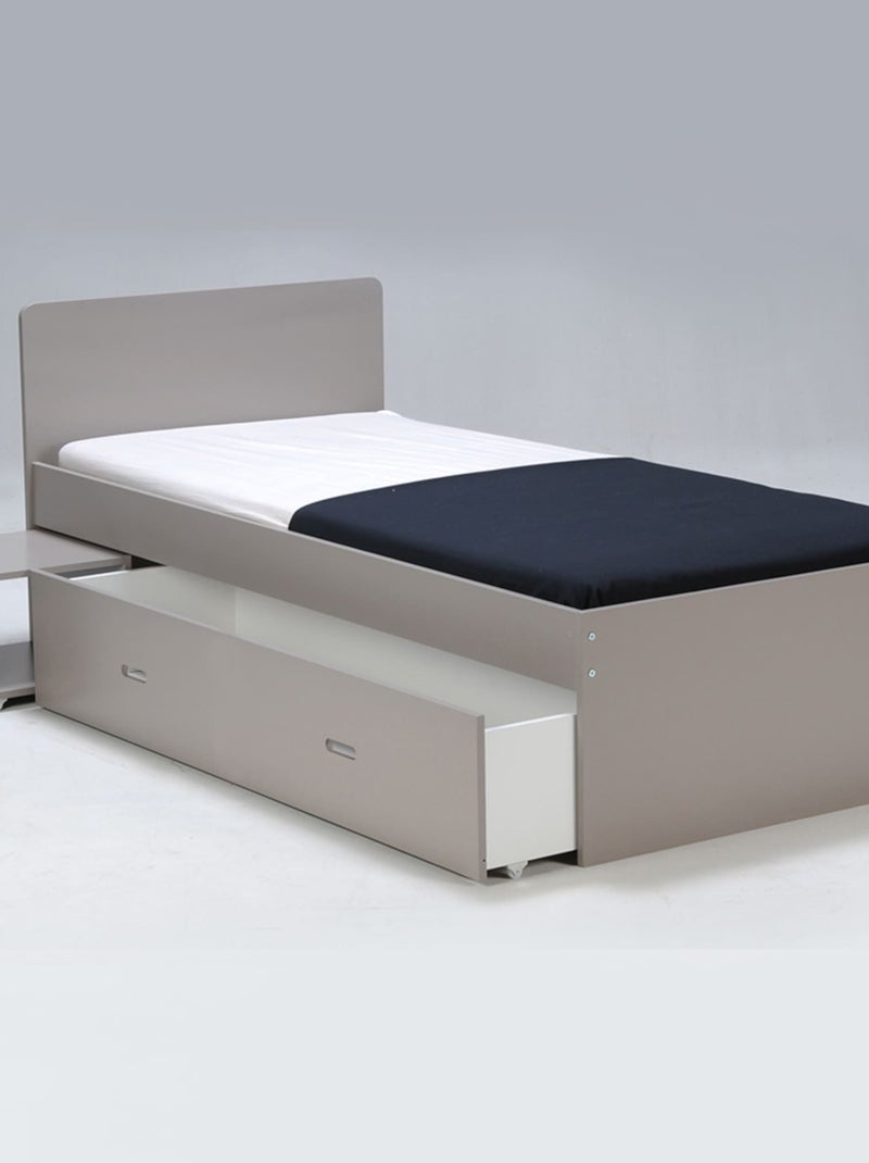 Lit tiroir enfant bois avec chevet Gris - Kiabi