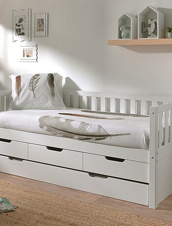 Lit tiroirs et lit gigogne pin massif et imitation bois AXEL