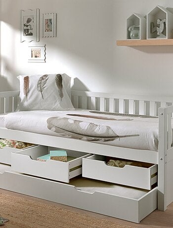 Lit tiroirs et lit gigogne pin massif et imitation bois AXEL