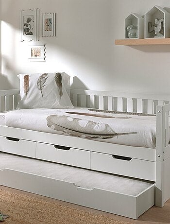 Lit tiroirs et lit gigogne pin massif et imitation bois AXEL