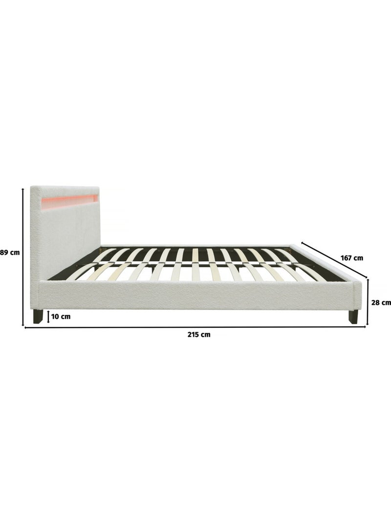 Lit tissu bouclette avec LED Crème - Kiabi