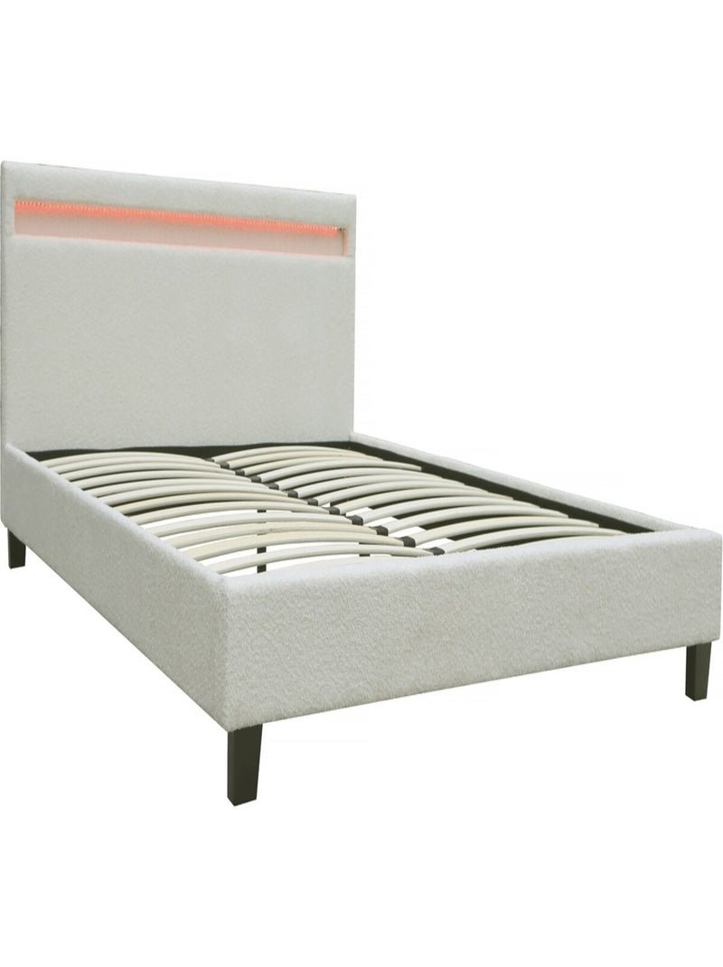 Lit tissu bouclette avec LED "Maria" 140x190cm - Crème Crème - Kiabi