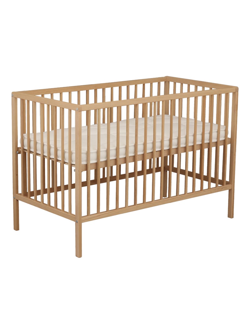 Lit tout barreaux en bois avec matelas - BABYPRICE Marron - Kiabi