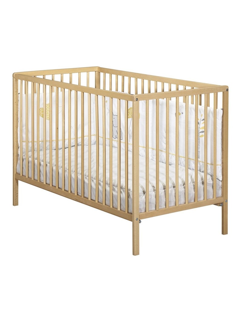 Lit tout barreaux en bois avec matelas - BABYPRICE Marron - Kiabi