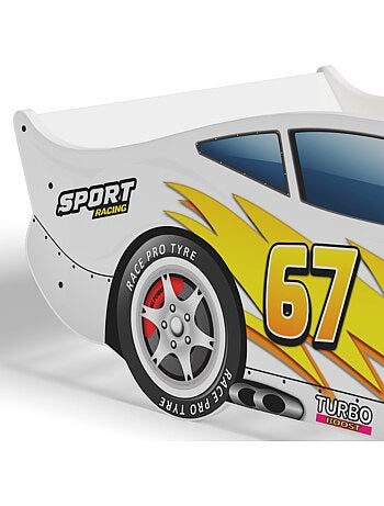 Lit voiture de course blanc cars 67 - 140 x 70 cm