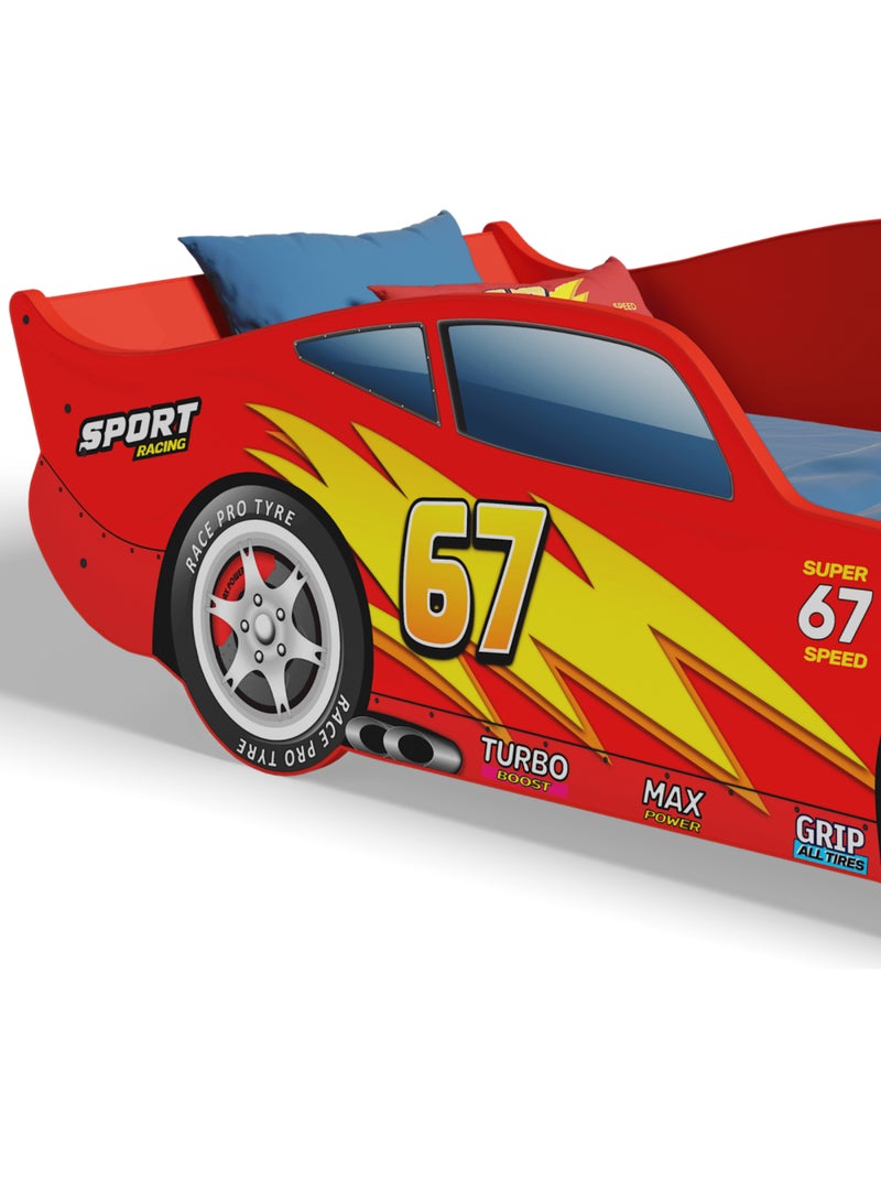 Lit voiture de course rouge cars 67 - 140 x 70 cm Rouge - Kiabi