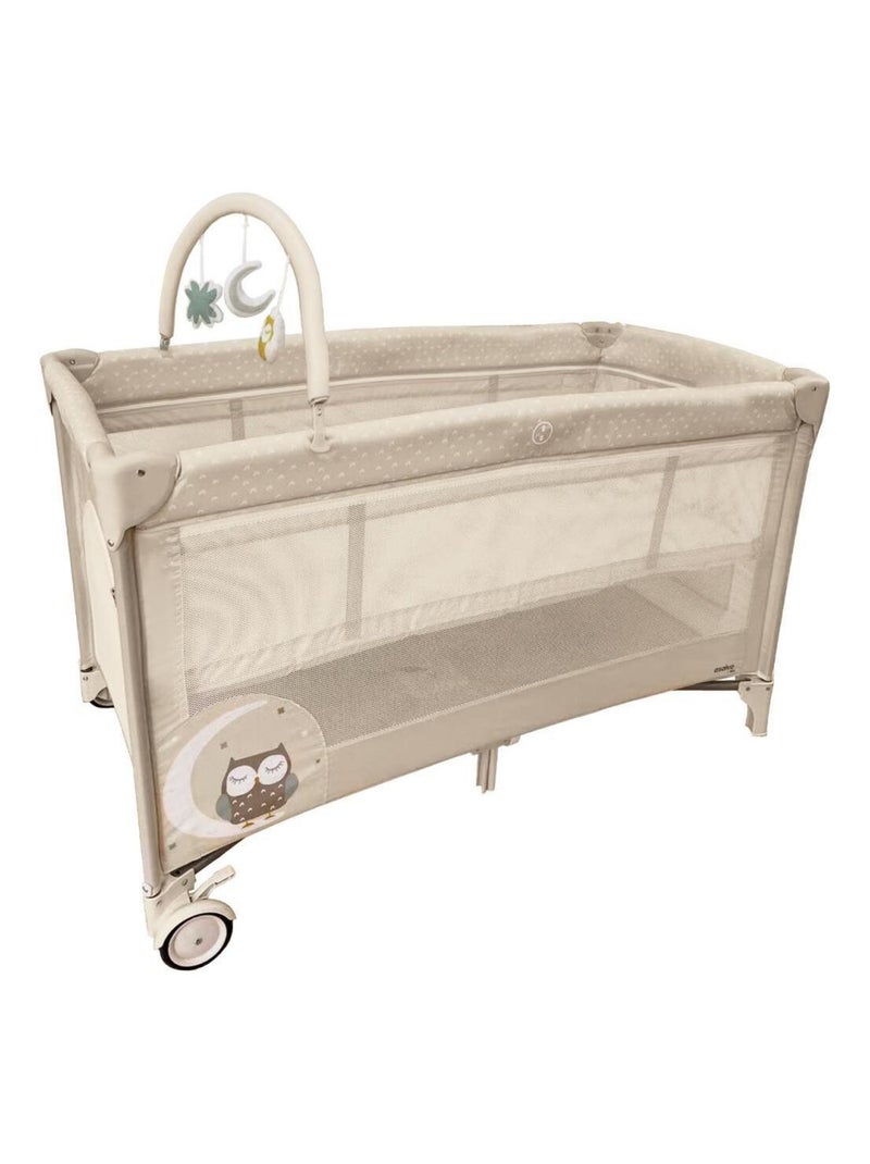 Lit Voyage Complet Duo Chouette Beige - Kiabi