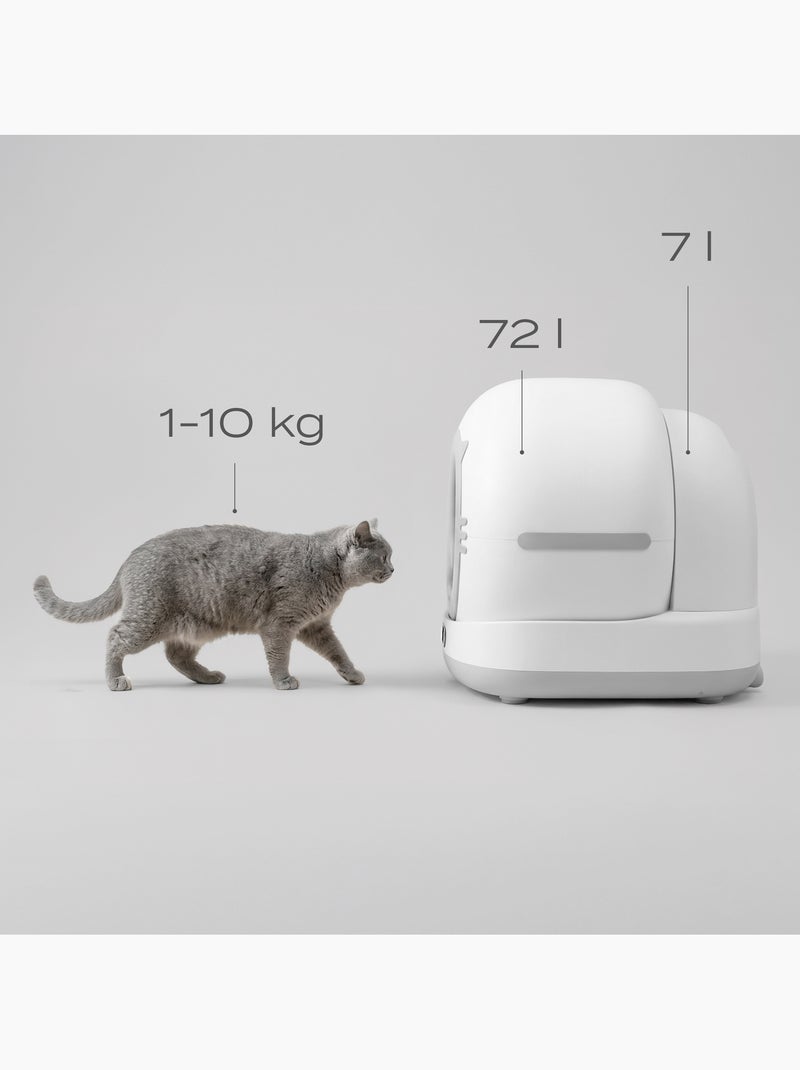 Litière chat Autonettoyante PELUVIO Pearl - 72 L - Avec camera - Silencieux - Contrôlé via APP Blanc Gris - Kiabi