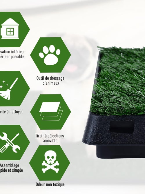 Litière gazon synthétique chiens 63L x 51l x 6H cm vert noir - Kiabi