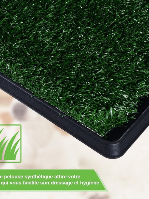 Litière gazon synthétique chiens 63L x 51l x 6H cm vert noir - Kiabi