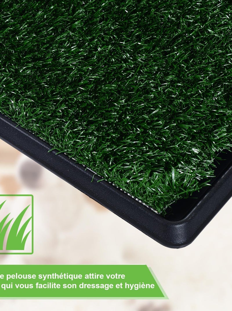 Litière gazon synthétique chiens 63L x 51l x 6H cm vert noir Vert - Kiabi