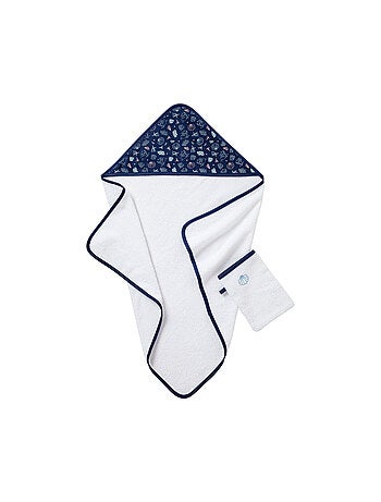 Little Band - Cape de bain bébé Seaside Romance avec gant de toilette