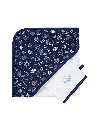 Little Band - Cape de bain bébé Seaside Romance avec gant de toilette