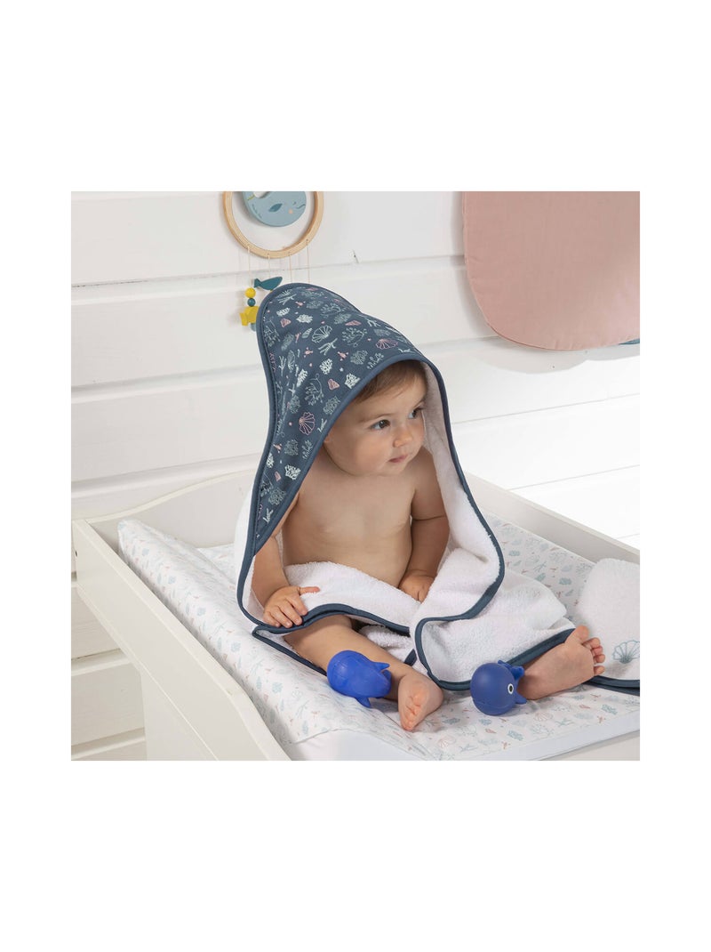 Little Band - Cape de bain bébé Seaside Romance avec gant de toilette Bleu - Kiabi