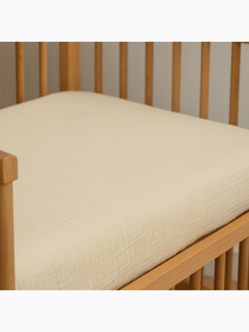Little Band - Drap housse 60x120 cm Double Gaze de coton Beige - Kiabi