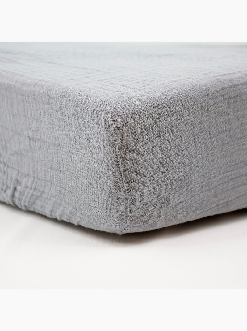 Little Band - Drap housse 60x120 cm Double Gaze de coton Gris - Kiabi