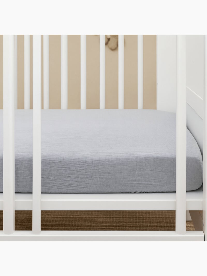 Little Band - Drap housse 60x120 cm Double Gaze de coton Gris - Kiabi